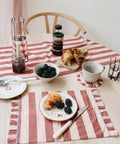 Cotton Table Runner in dusty Red & Pink Stripe - KOLAB by Makers Quarter