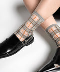 Tartan Sheer Socks - Dove Gray - KOLAB by Makers Quarter