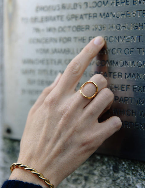 Gold Abstract Circle Ring, Waterproof