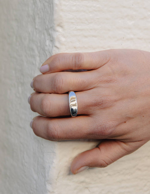 Silver Raised Fluid Ring, Waterproof