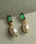 Emerald Pearl Drop Earrings - KOLAB by Makers Quarter