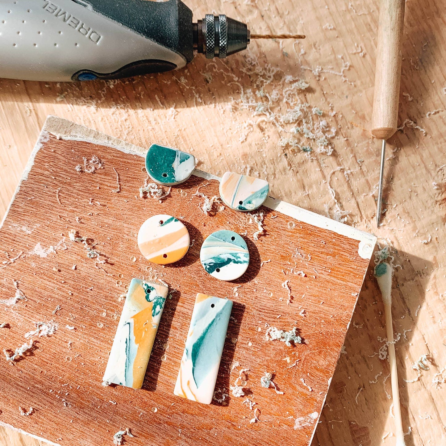 Cairn Stack Earrings in Lagoon Watercolour