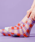 Tartan Sheer Sock - Purple & Red - KOLAB by Makers Quarter