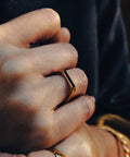 Gold Flat Black Stone Ring, Waterproof - KOLAB by Makers Quarter