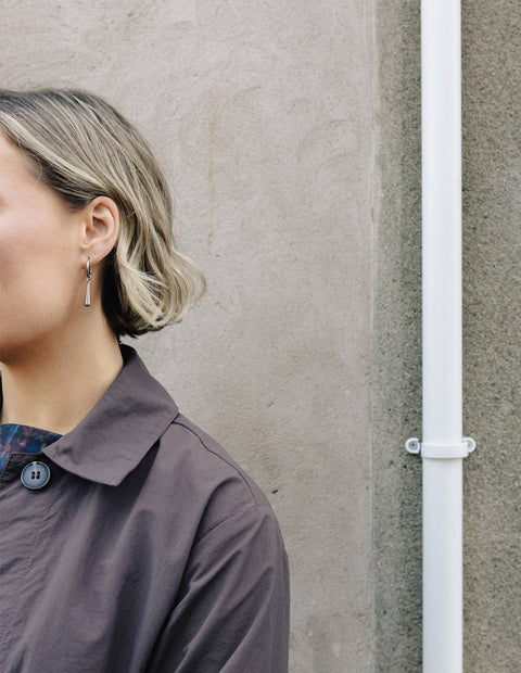 Silver Elongated Drop Earrings, Waterproof