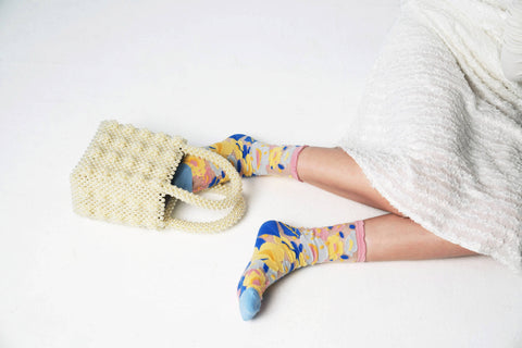 Flower Garden Sheer Socks - Spring Pink - KOLAB by Makers Quarter