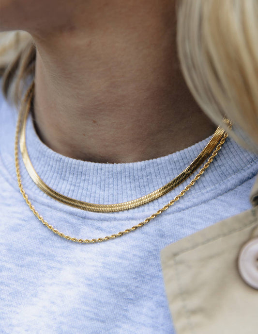 Gold Double Layer Feature Necklace, Waterproof