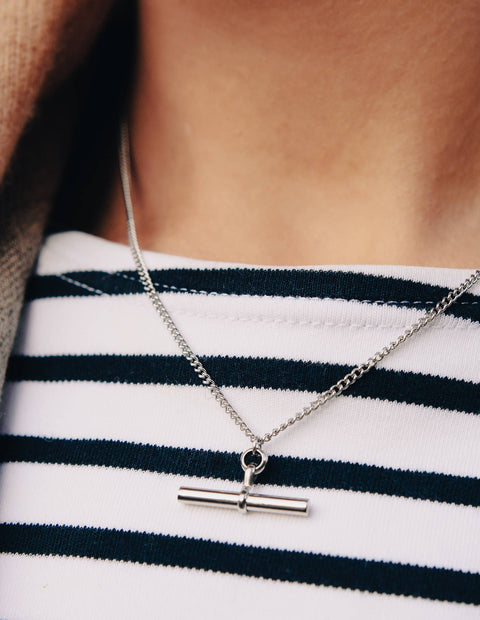 Silver T-Bar Chain Necklace, Waterproof