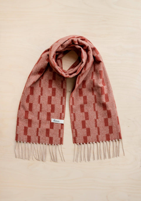 Lambswool Oversized Scarf in Neutral Checker - KOLAB by Makers Quarter