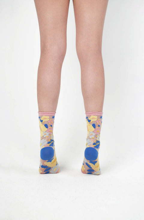 Flower Garden Sheer Socks - Spring Pink - KOLAB by Makers Quarter