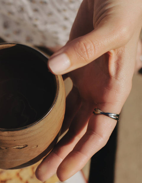 Silver Double Entwine Ring, Waterproof