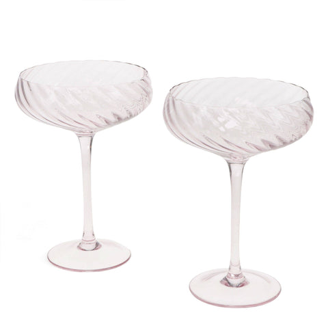 Scalloped Coupe Cocktail Glasses 250ml (Set of 2) - Pink