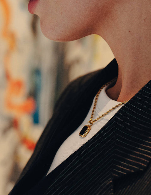 Gold Rope Chain Pendant Necklace, Waterproof