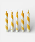 Butter Yellow & White Candy Cane Stripe Hand Dipped Candles  - KOLAB by Makers Quarter
