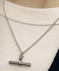 Silver T-Bar Chain Necklace, Waterproof - KOLAB by Makers Quarter
