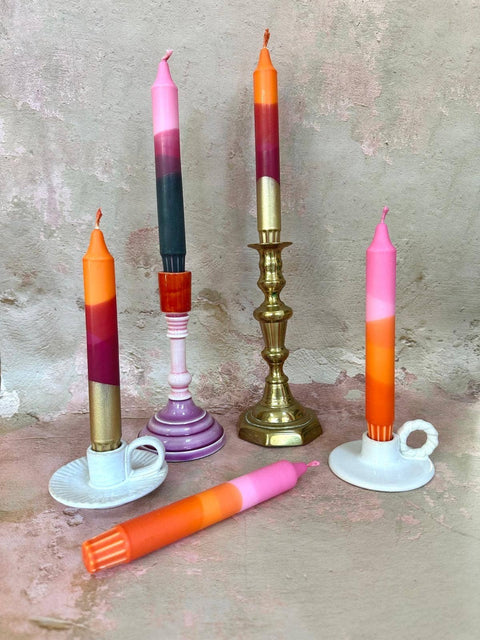 Colourful ‘Autumn Spice’ Handmade Candles Orange & Burgundy - KOLAB by Makers Quarter