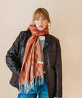 Lambswool Oversized Scarf in Neutral Checker - KOLAB by Makers Quarter