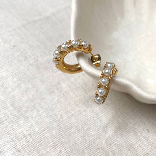 Everyday Gold Pearl Hoop Earrings