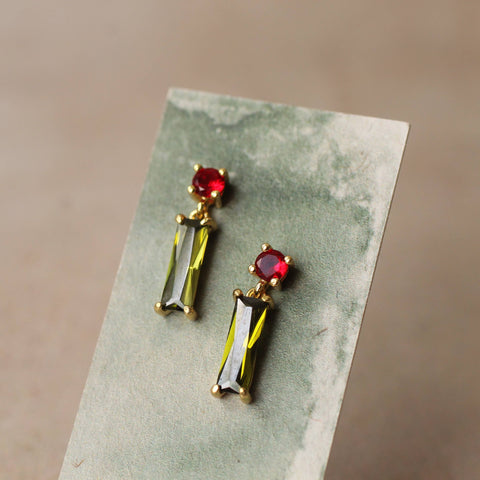 Mid Century Olive Green Earrings