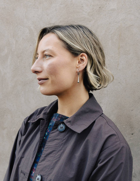 Silver Elongated Drop Earrings, Waterproof