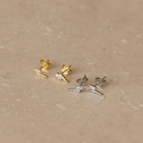 Gold Vermeil | Sterling Silver Mini Lightning Stud Earrings