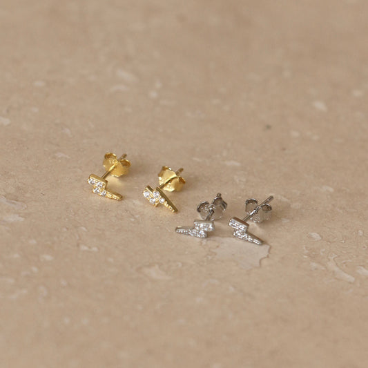 Gold Vermeil | Sterling Silver Mini Lightning Stud Earrings