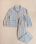 Cotton Pyjamas in Blue Stripe - KOLAB by Makers Quarter
