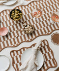 Cotton Table Runner in Camel Coloured Checkerboard - KOLAB by Makers Quarter