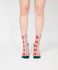 Tartan Sheer Socks - Pink and Peach - KOLAB by Makers Quarter