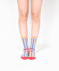 Grids with Polka Dots Sheer Socks - Blue - KOLAB by Makers Quarter