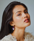 Queen of Hearts Drop Earrings in Merlot Red & Lilac Marble - KOLAB by Makers Quarter