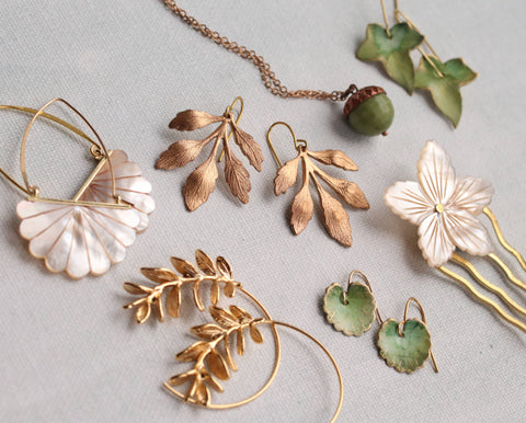 Art Deco Mother of Pearl Emerald Earrings