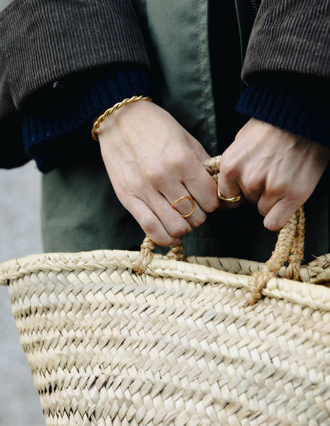 Gold Abstract Circle Ring, Waterproof