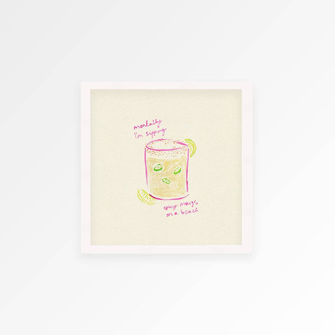 Sipping Spicy Margs Square Hand Painted Print