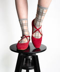Tartan Sheer Socks - Dove Gray - KOLAB by Makers Quarter
