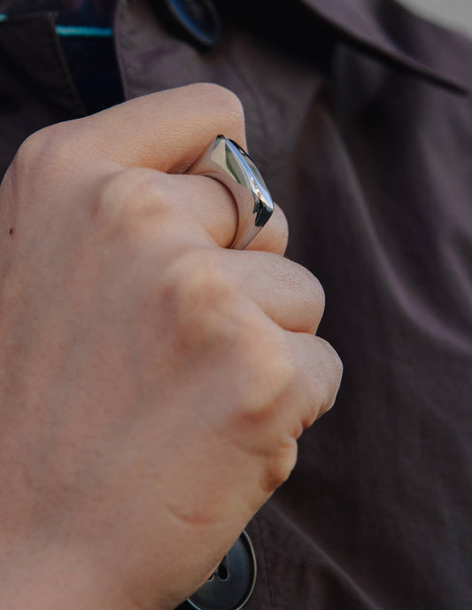 Silver Raised Fluid Ring, Waterproof