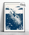Into the Deep - Wild Sea Swimming Blue Wall Art Print - KOLAB by Makers Quarter