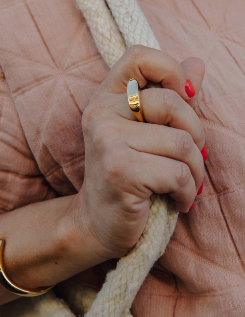 Gold Raised Fluid Ring, Waterproof