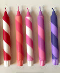 Lilac white candy spiral twist Hand Dipped Candles - KOLAB by Makers Quarter