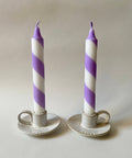 Lilac white candy spiral twist Hand Dipped Candles - KOLAB by Makers Quarter