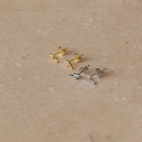 Gold Vermeil | Sterling Silver Mini Lightning Stud Earrings
