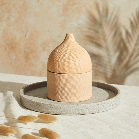 Marrakesh: Rounded Sandstone Candle - Myrrh & Tonka - KOLAB by Makers Quarter