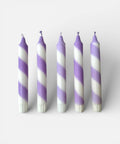 Lilac white candy spiral twist Hand Dipped Candles - KOLAB by Makers Quarter