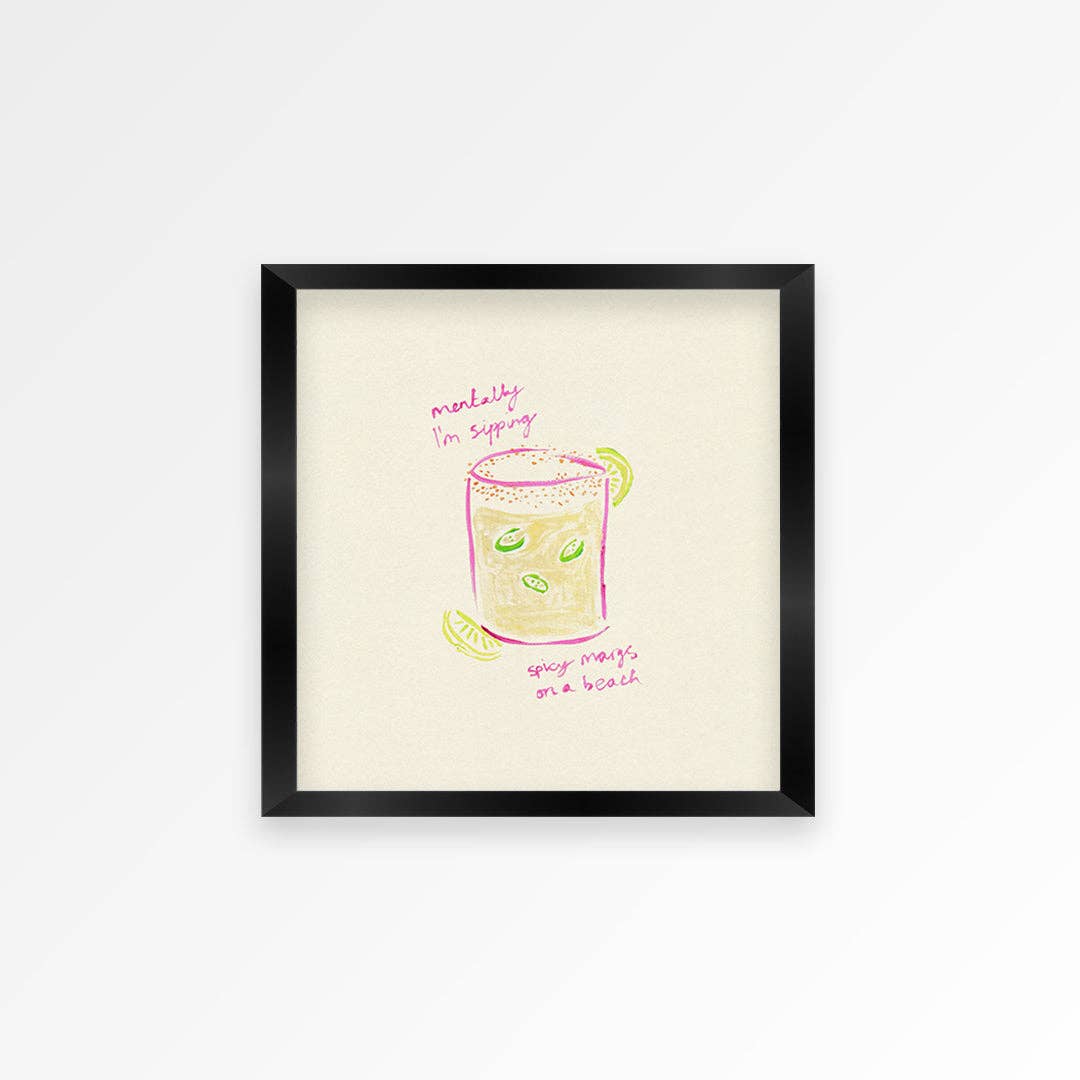 Sipping Spicy Margs Square Hand Painted Print