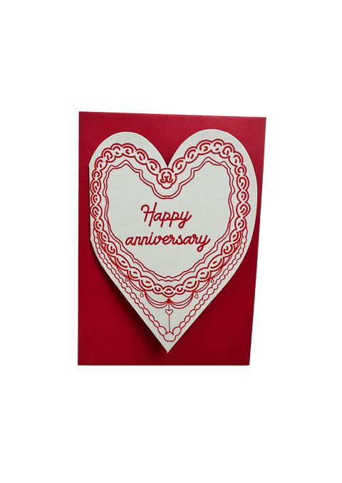 Happy anniversary retro letterpress cake card