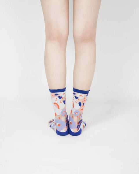 Flower Garden Sheer Socks - Blue - KOLAB by Makers Quarter