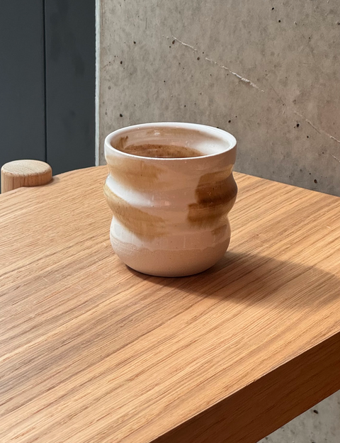 KOLAB + Frida Cooper  Ribbed Olive Glaze Flat White Cup