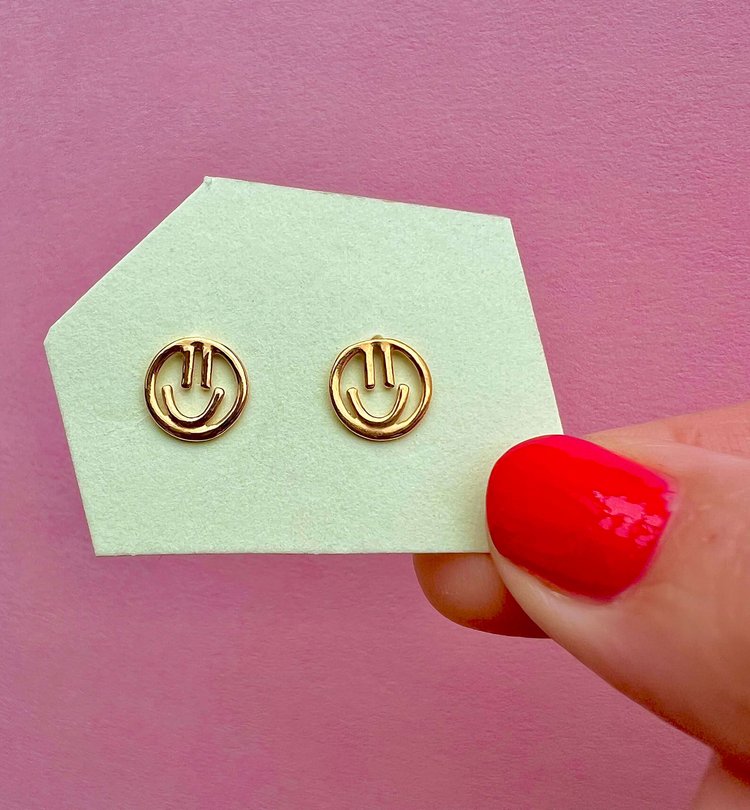 Mini Smiley Stud Earrings - KOLAB by Makers Quarter