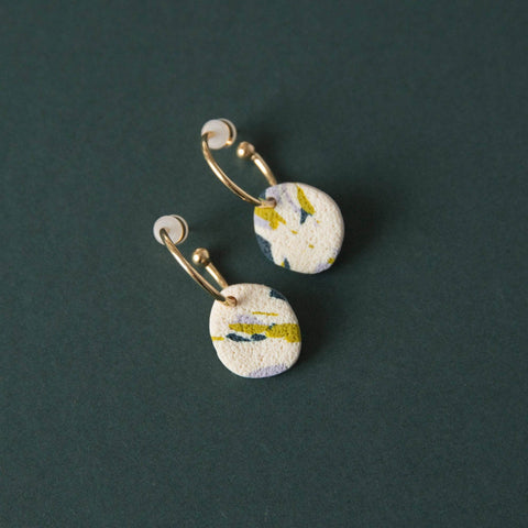 Terrazzo 'The One' Hoop Earrings in Teal, Lilac and Chartreuse