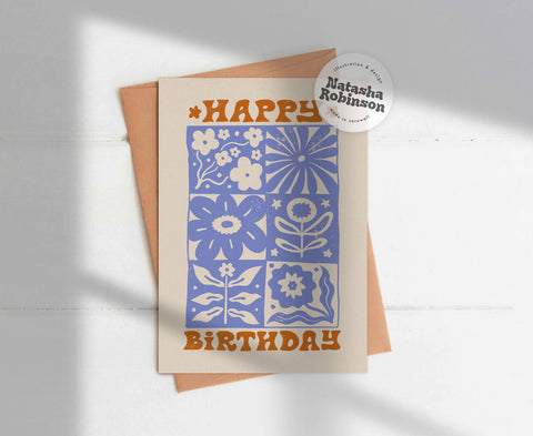 Happy Birthday | A6 Wavy Abstract Greetings Card